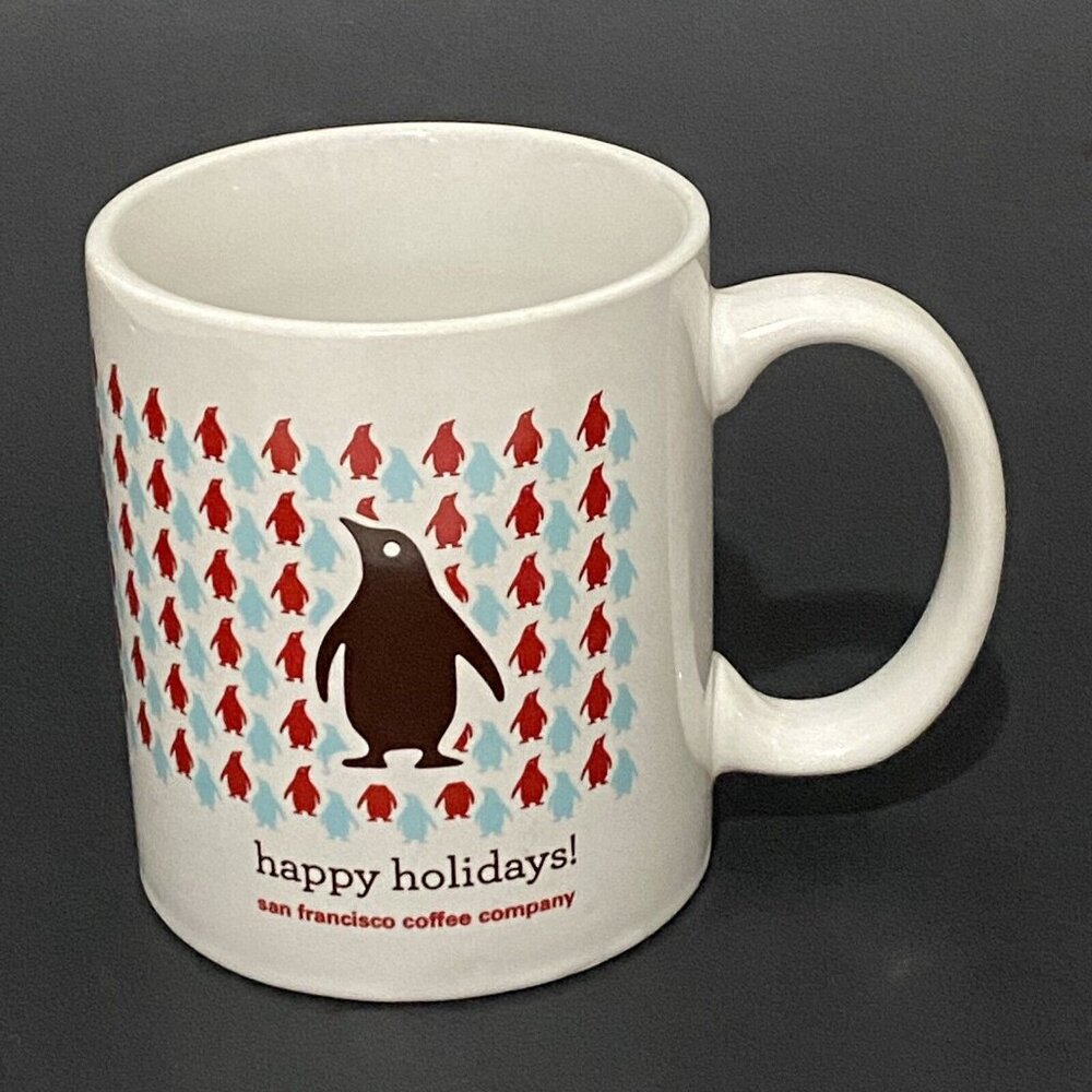 San Francisco Coffee Company Penguin Christmas Mug Holiday Colorful - Picture 1 of 6